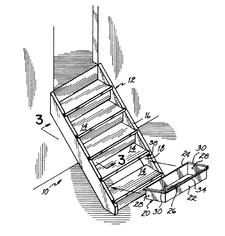 Stair Drawers, drawing, patent,US5352031A